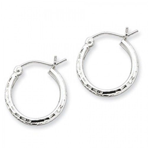 Round Earrings - Hoop in Sterling Silver - Notched W/ Post - Women - Cute