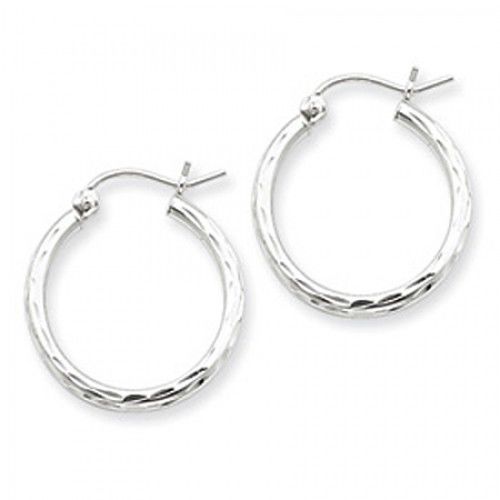 Round Earrings - Hoop in Sterling Silver - Post W/ Hinge - Women - Dazzling