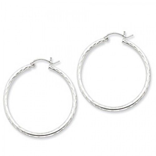 Round Earrings - Hoop in Sterling Silver - Hinge Back - Women - Elegant