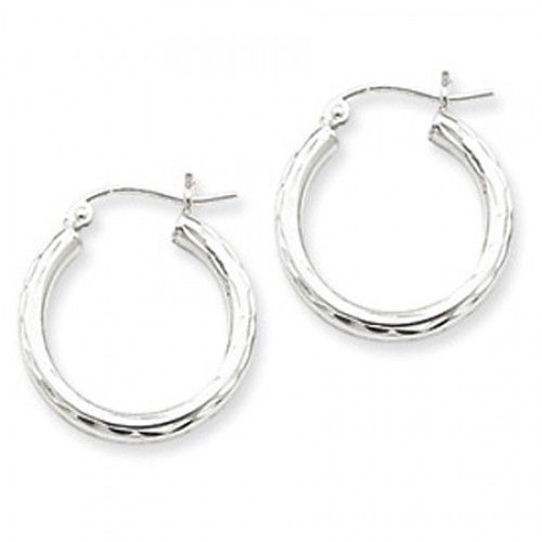 Round Earrings - Hoop in Sterling Silver - Hinge with Post - Women - Fine
