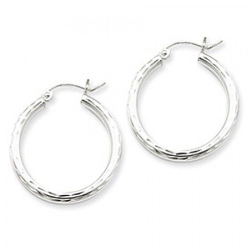 Round Earrings - Hoop in Sterling Silver - Notched W/ Post - Women - Gorgeous