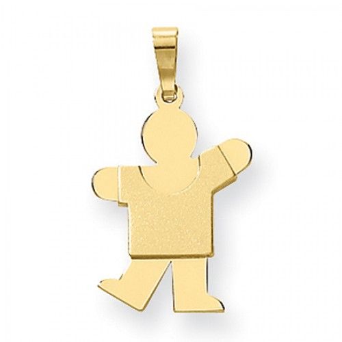 14k Yellow Gold Waving Boy Kiss Pendant