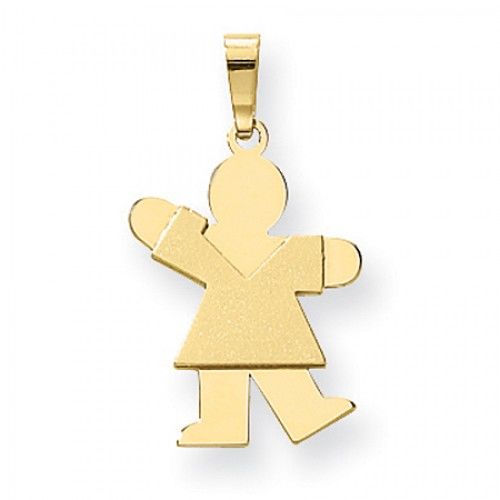 14k Yellow Gold Waving Girl Kiss Pendant