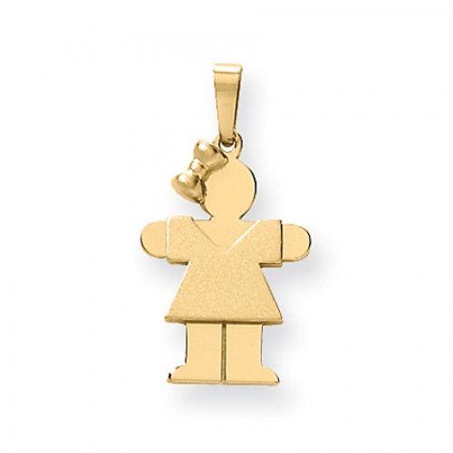 14k Yellow Gold Huggable Girl with Bow Hug Pendant
