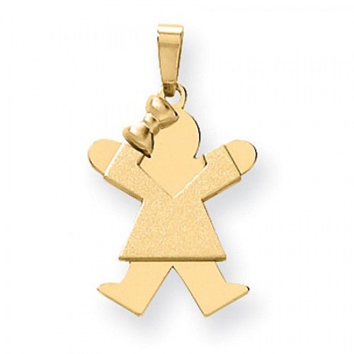 14k Yellow Gold Jumping Girl with Bow Joy Pendant