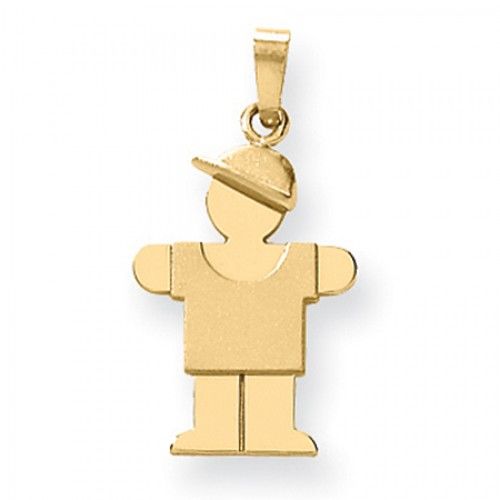 14k Yellow Gold Huggable Boy with Hat Hug Pendant