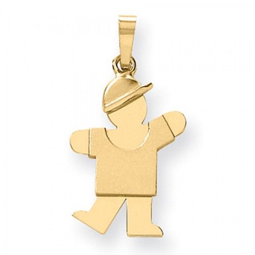 14k Yellow Gold Waving Boy with Hat Kiss Pendant