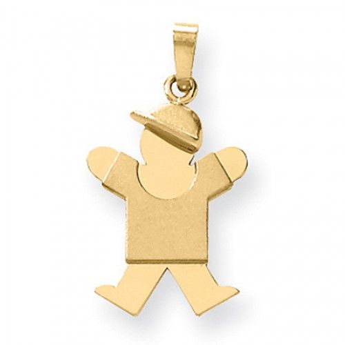 14k Yellow Gold Happy Boy with Hat Joy Pendant