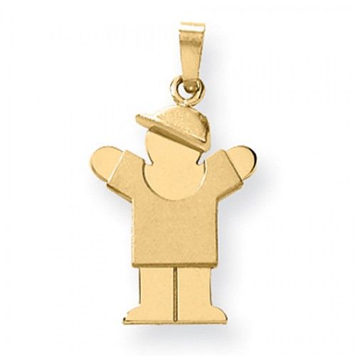 14k Yellow Gold Huggable Boy with Hat On Right Love Pendant