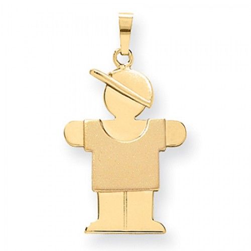 14k Yellow Gold Ready to Be Hugged Boy in a Cap Hug Pendant