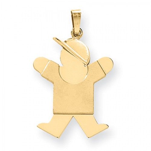 14k Yellow Gold Jumping Boy in a Cap Joy Pendant