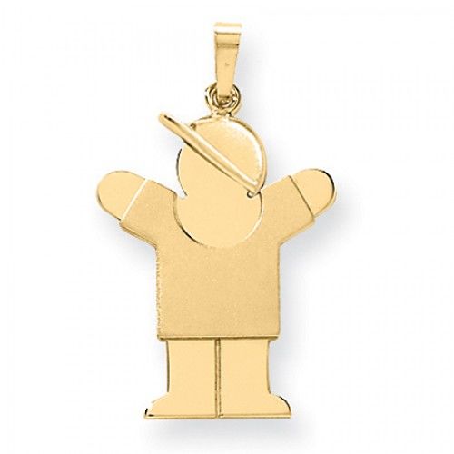 14k Yellow Gold Standing Boy in a Cap Love Pendant