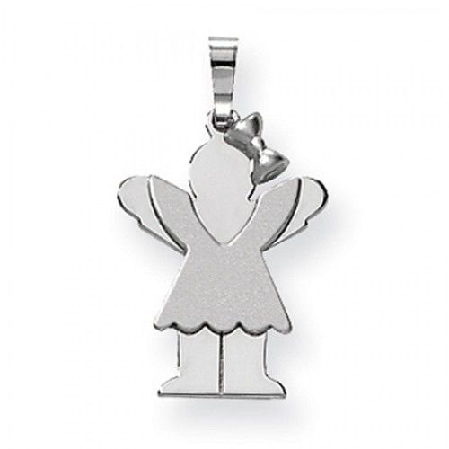 14k White Gold Love Pendant - Petite Girl with Frilly Dress