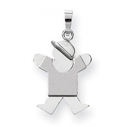 14k White Gold Joy Pendant - Little Guy with Baseball Cap to the Right
