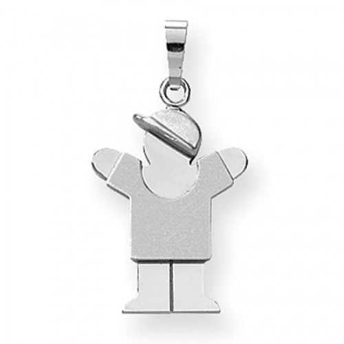 14k White Gold Love Pendant - Little Guy with Baseball Cap to the Right