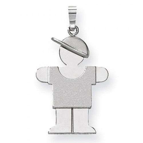 14k White Gold Hug Pendant - Big Boy with Hat On Right