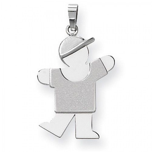 14k White Gold Kiss Pendant - Big Boy with Hat On Left