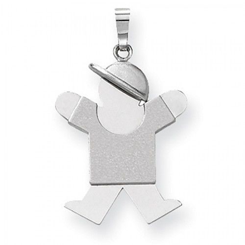 14k White Gold Joy Pendant - Big Boy with Hat On the Right