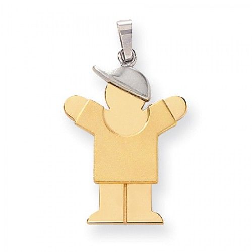 14k White and Yellow Gold Love Pendant - Two-Toned Large Boy with Hat