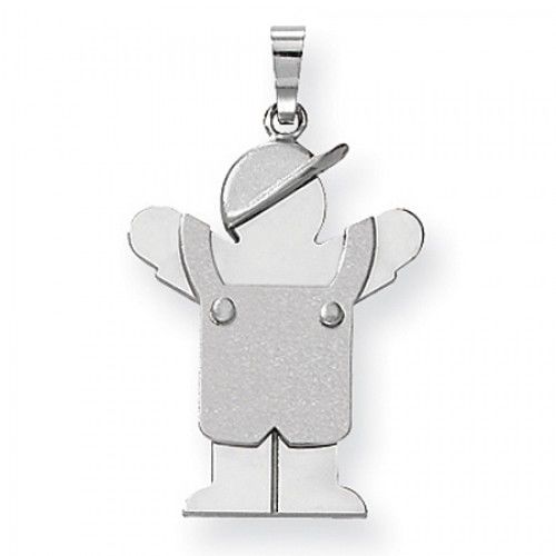 14k White Gold Love Pendant - Big Boy in Overalls
