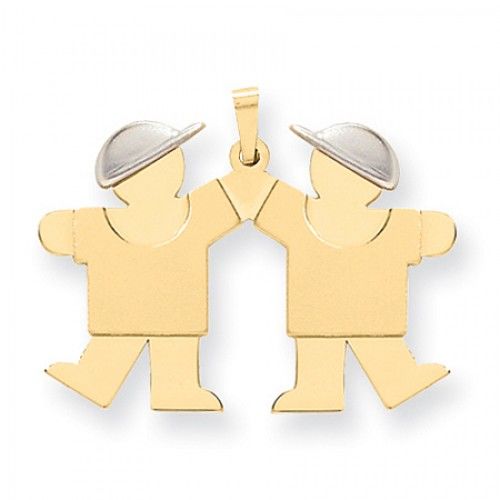 14k White and Yellow Gold Kiss Pendant - Two Big Boys High Fiving