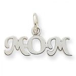 Mom Charm in 14kt White Gold - Polished Finish - Appealing - Women