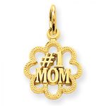Number 1 Mom Charm in 14kt Yellow Gold - Glossy Finish - Striking - Women