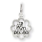 Number 1 Mom Charm in White Gold - 14kt - Polished Finish - Spectacular