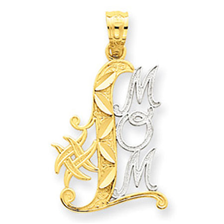 #1 Mom with Leaf Accents Mom Pendant