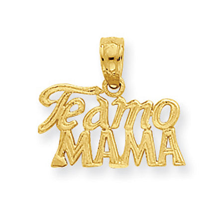 14k Yellow Gold Te Amo Mama Latino Mom Pendant