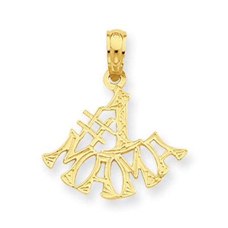 14k Yellow Gold Whimsical #1 Mama Mom Pendant