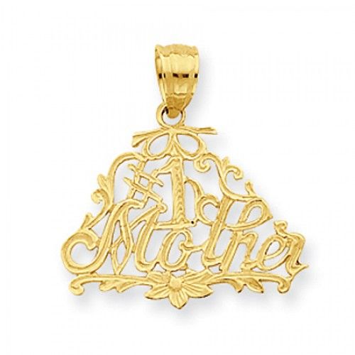 14k Yellow Gold Ornate #1 Mother Mom Pendant