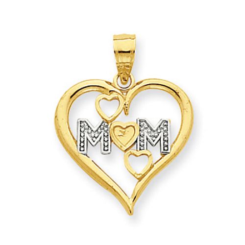 Two-Tone Diagonal Heart Mom Pendant