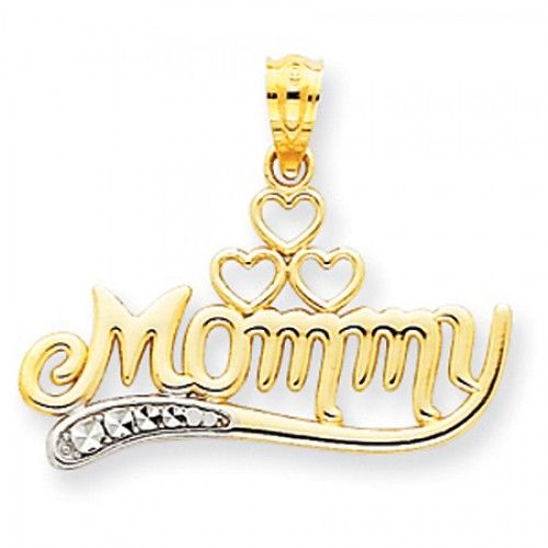 Diamond Cut Mommy W/ Hearts Mom Pendant
