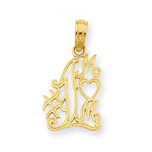 14k Yellow Gold #1 Mom Outline Mom Pendant