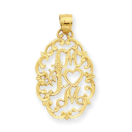14k Yellow Gold #1 Mom in Oval Frame Mom Pendant