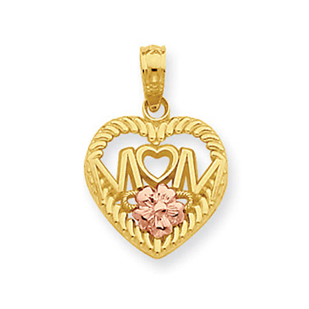 14k Rose and Yellow Gold Two-Tone Mom Instead of a Heart Mom Pendant