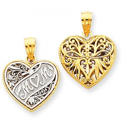 Two-Tone Reversible 'Mom' On Banner Mom Pendant