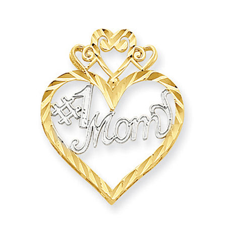 Ornate Diamond Cut #1 Mom Pendant