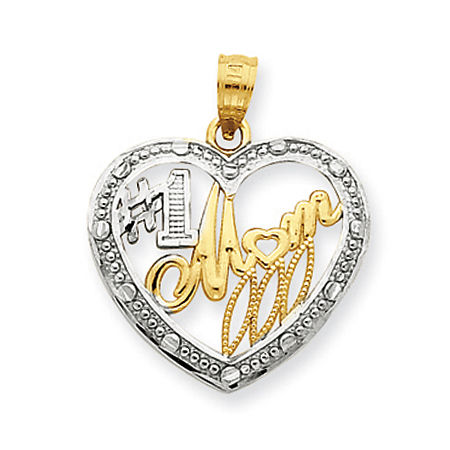 Two-Tone #1 Mom Lovely Cursive Font Mom Pendant