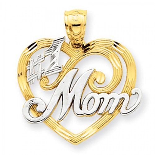 #1 Mom in Ornate Heart Frame Mom Pendant