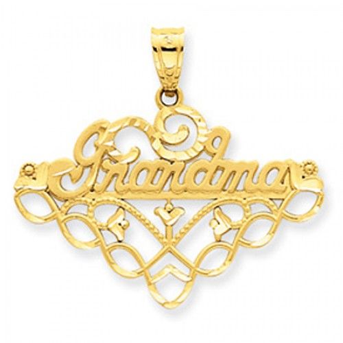 14k Yellow Gold Grandma with Lovely Underline Design Grandma Pendant