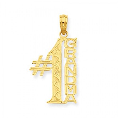 14k Yellow Gold #1 Grandma Vertical Stacked Letters Grandma Pendant