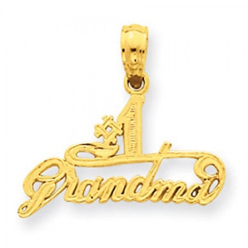 14k Yellow Gold #1 Grandma with Flowing Text Grandma Pendant