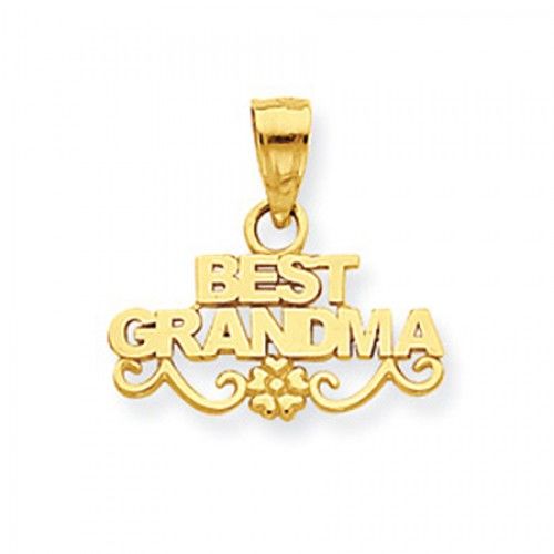 14k Yellow Gold Best Grandma Impact Font Grandma Pendant