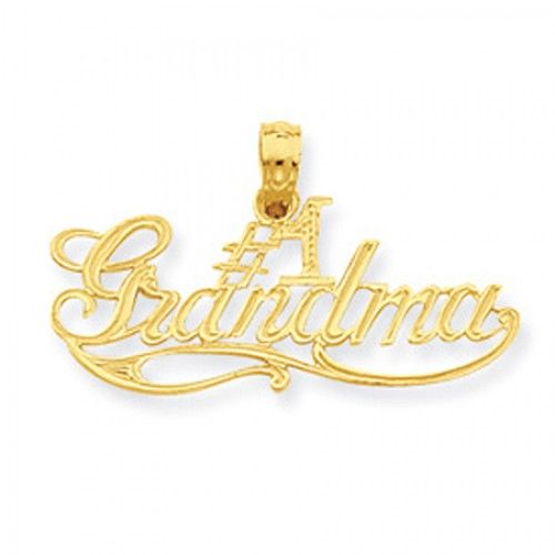 14k Yellow Gold #1 Grandma in Cursive Grandma Pendant