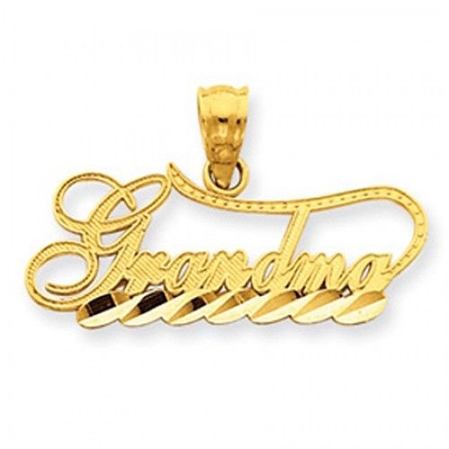 14k Yellow Gold Diamond Cut Grandma Pendant