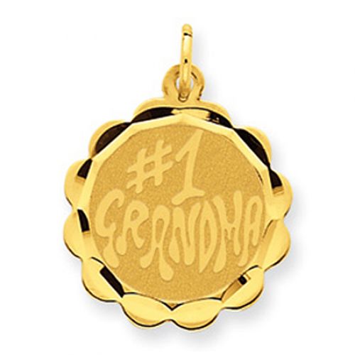 Number 1 Grandma Charm in 14kt Yellow Gold - Glossy Finish - Marvelous - Women