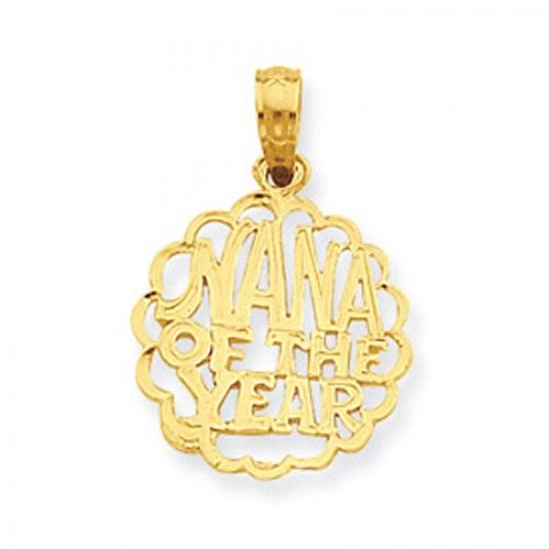 14k Yellow Gold 'Nana of the Year' Oval Grandma Pendant