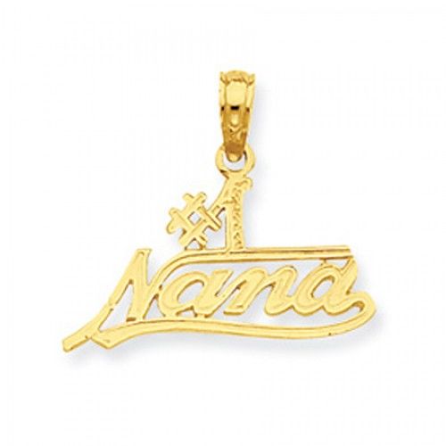 14k Yellow Gold #1 Nana in Cursive Grandma Pendant